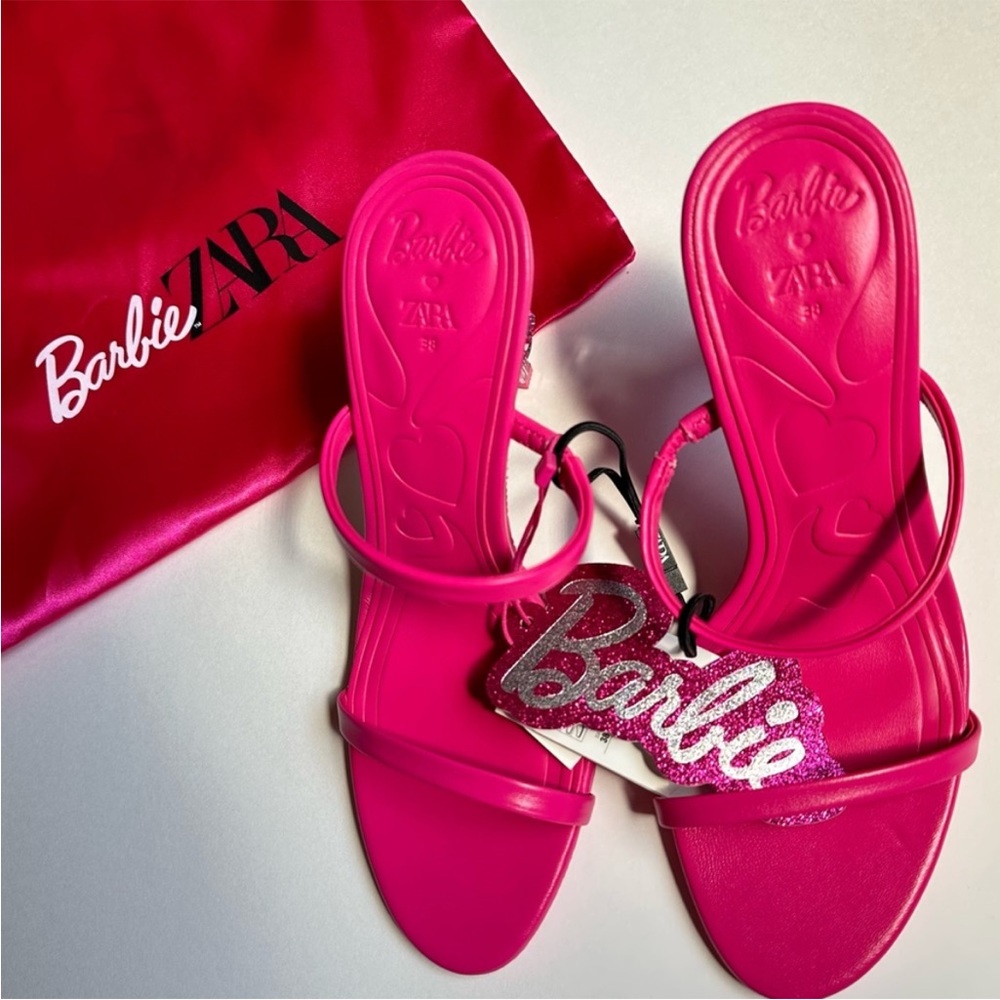 Barbie X Zara heeled leather sandals 39